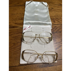 Rare Vintage Tura Model Gold And Black Eyeglasses - 1970s-1980s 2pair With Cover